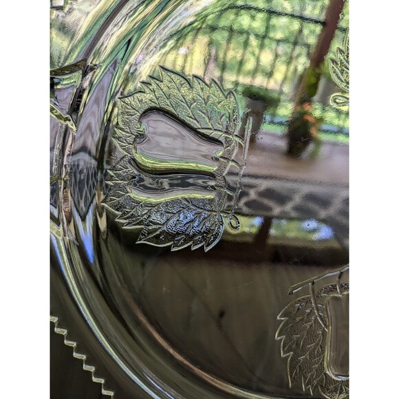 Vtg Jeanette Baltimore Pear Glass Serving Cake Platter Dish Tray Handles Cottage - Picture 6 of 10
